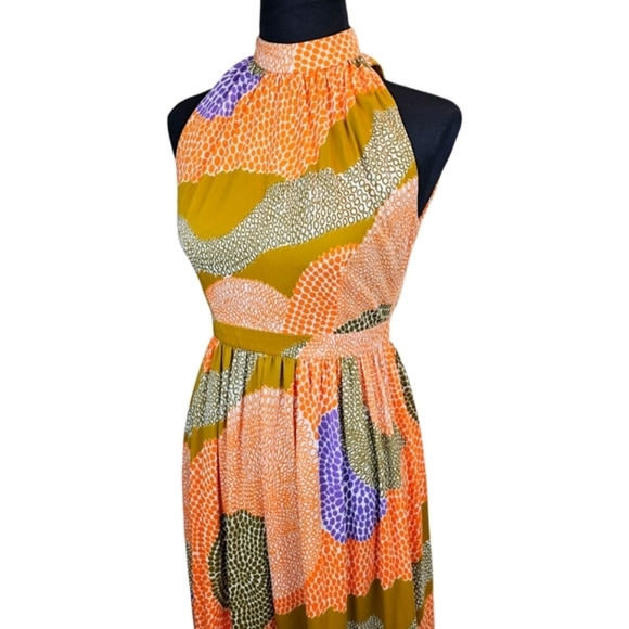 Vintage 1960s Halter Maxi Dress Else Smith For Dalani 6 Retro Boho Psychedelic - Picture 6 of 16